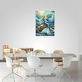 thumbnail image 4 of HFDF Mermaid Decor Wall Art Ocean Nautical Coastal Pictures Wall Decor Golden Vortex Sun Canvas Print Painting Artwork for Bathroom Living Room Bedroom 11x14inch Framed, 4 of 6