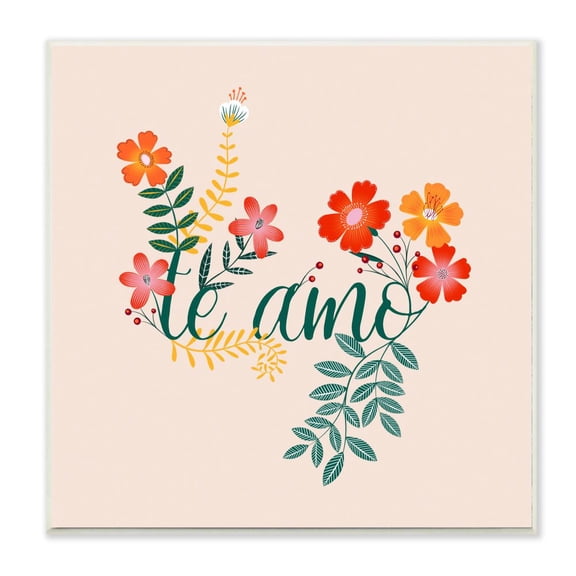 Stupell Industries Te Amo Floral Romantic Word Design Designed by Grace Popp