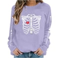 thumbnail image 2 of Halloween Skeleton Printed Sweatshirt For Women Fall Fleece Lined Crewneck Long Sleeve Pullover Tops S-XXL, 2 of 6