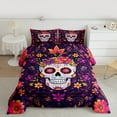 thumbnail image 2 of Manfei Boho Skeleton Skull Queen Comforter Set for Kids, Rustic Groovy Flower Bedding Sets, Hippie Mandala Style Reversible Bedding Comforter Set, Super Cozy Room Decor, 3-Piece, 2 of 8