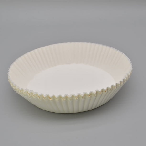 Granjero Gordo 100 piezas de revestimiento de piel de oveja antiadherente resistente al aceite para freidora de aire, revestimiento circular para freidora de aire de 8 pulgadas, blanco