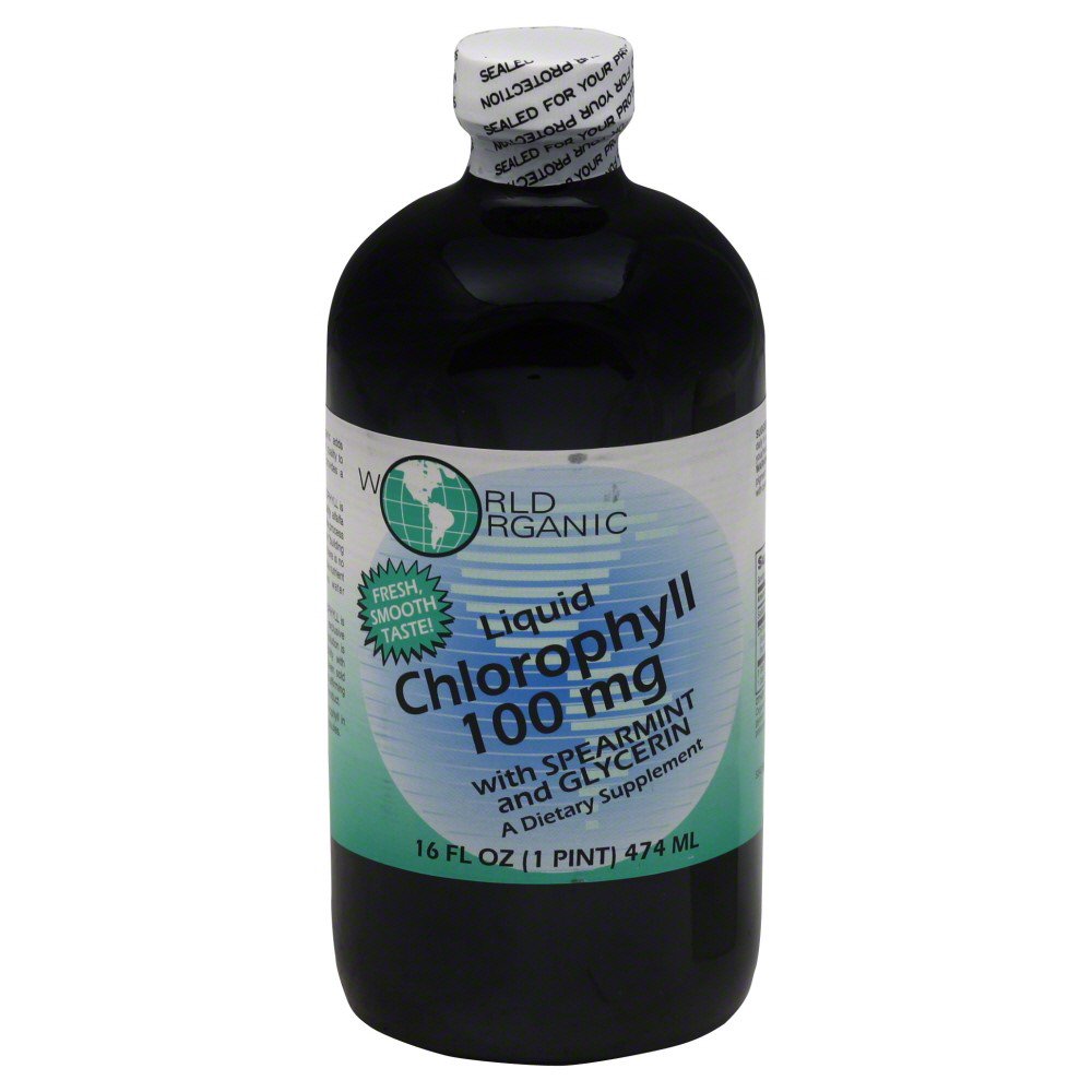 World Organics Liquid Chlorophyll with Spearmint and Glycerin , 100 Mg