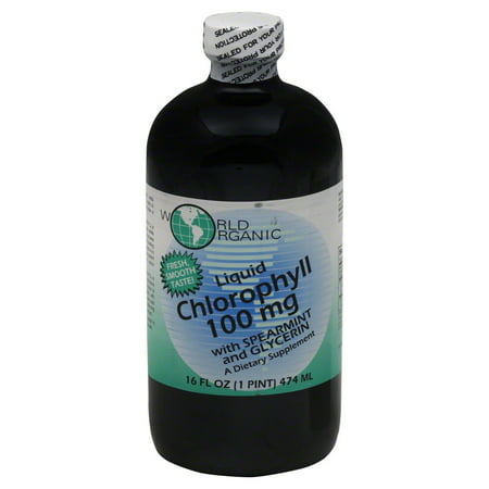 World Organics Liquid Chlorophyll with Spearmint and Glycerin , 100 Mg, 16 Fl