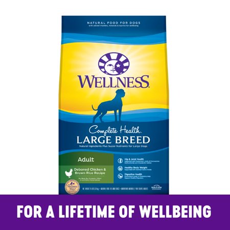 Wellness Complete Health Natural Dry Large Breed Dog Food, Chicken & Rice, 15-Pound Bag
