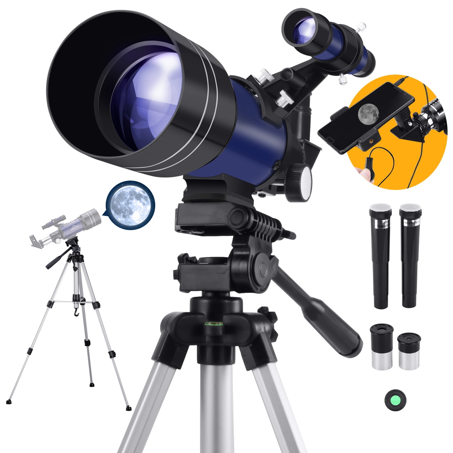 BNISE 70mm Telescoop voor Beginners, 150x Astronomie Refractor