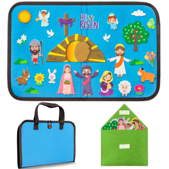 Easter Portable Felt Storyboard, Travel Car Storytelling Toys,for Easter Party Gift