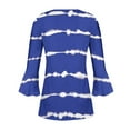 thumbnail image 5 of Womens 3/4 Long Sleeve Blouse Pleated Print Tunic Tops Crew Neck Button Shirt Casual Slim Tee Striped Spring Fall Clothes (Blue L), 5 of 5