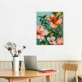 thumbnail image 3 of Creowell  Orange and Teal Wall Decor Hawaiian Hibiscus Flower Paintings Picture Tropical Floral Canvas Art for Living Room Kitchen Decoration 12x16 in, 3 of 5