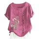 thumbnail image 2 of Fiudx Liquidación de Ofertas Flash Camiseta de Verano con Cuello Redondo y Manga Corta para Mujer, Informal, con Botones Impresos, 2 of 3