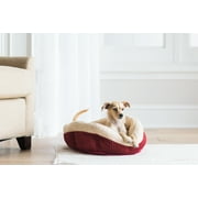 Aspen Pet Round Self Warming Oval Lounger Pet Bed for Dog and Cats, 19.5 x 19.5 x 7, Red