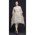 thumbnail image 3 of Bimba White Rose & Ranunculus Floral Printed Asymmetrical Kurti Tops For Women Indian Summer Dress Tunic Small, 3 of 6