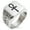 Silver, variant on Stainless Steel Egyptian Ankh Cross Geometric Pattern Biker Style Polished Ring