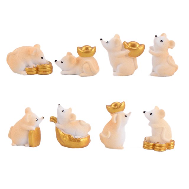 8 Pcs Ornement Miniature Rat Riche Ornement Micro Paysage Décor de Jardin Féerique