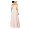 thumbnail image 2 of ELIZA J Womens Pink Pleated Faux-feather Off Shoulder Full-Length Evening Dress Petites 12P, 2 of 4