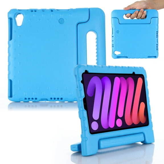 iPad Mini 6 Case for Kids (8.3-inch, 2021 Release) case, Shockproof, Silicone Rubber EVA Portable Handle Stand Protective Kids Cover Case for iPad Mini 6th Generation 8.3-inch, 2021, Blue