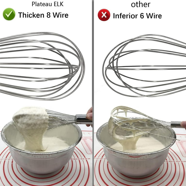 Plateau Elk Whisks for Cooking, 3 Pack Stainless Steel Whisk for Blending, Whisking, Beating and Stirring, Enhanced Version Balloon Wire Whisk Set, 81012