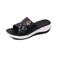 thumbnail image 2 of HTHLVMD Sandales à Talon Compensé à Clous Floraux, Chaussures Décontractées Confortables pour Femmes, Sandales à Plateforme Compensée pour Femmes Confortables et Légères pour l'Été, Sandales à Enfiler Décontractées Type Gougounes, Noir 5.5, 2 of 5