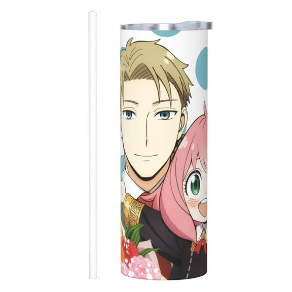 Stainless Steel 8.3in High 20oz Anime Insulated Cup,Spy X Family Bottle Stainless Sport Outdoor Double Wall Insulated Bottles With Straw