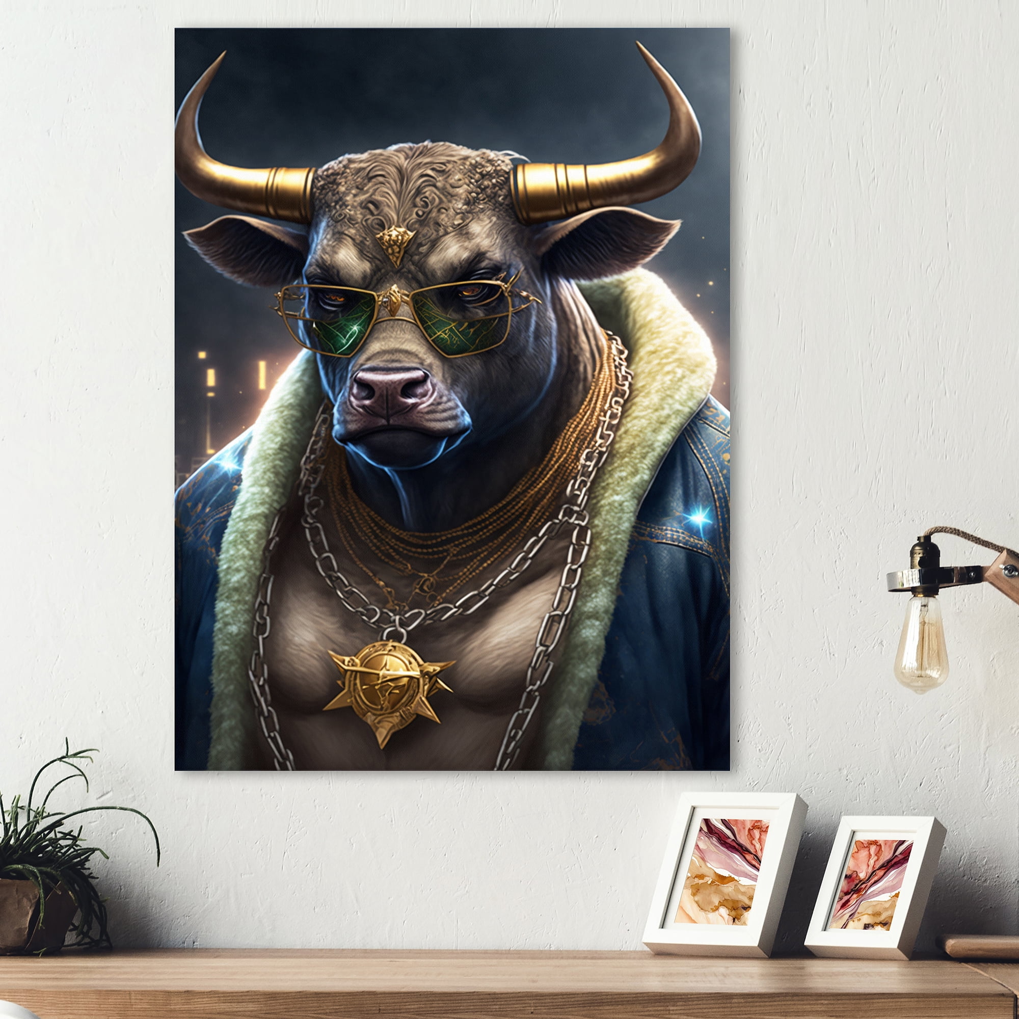 Designart Taurus Gangster In NYC I Canvas Wall Art