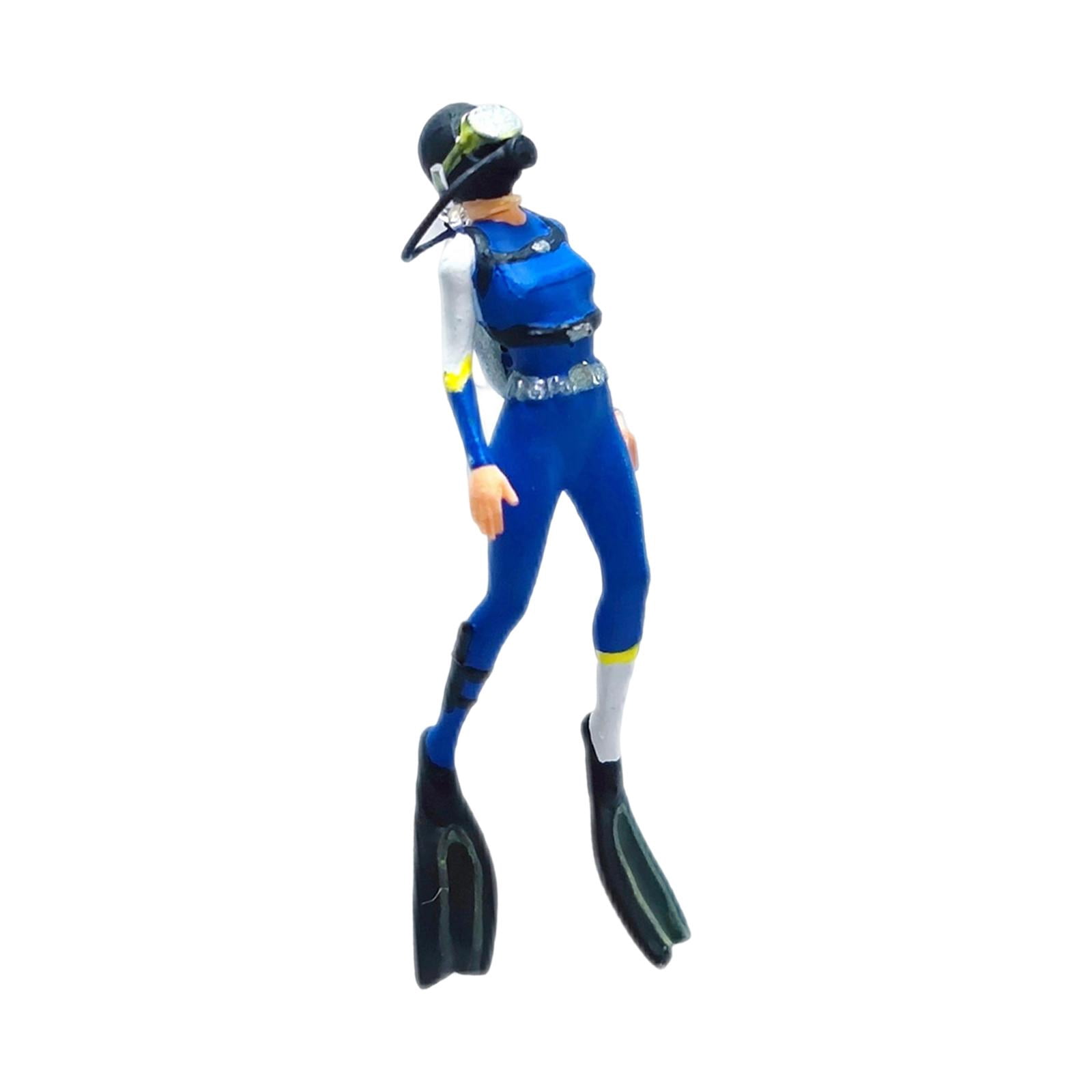 1/64 Action Figurines People Figurines Collectibles Sand Table Ornament Miniature Hand Painted Diving Character Model for Diorama DIY Scene Blue