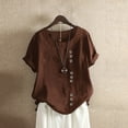 thumbnail image 2 of Giftesty Womens Plus Size Womens Casual Loose Button Linen Plus Size Daily Boho Tanic T-shirt Blouse Tops, 2 of 3