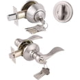 thumbnail image 1 of EcoNesxp Keyed Front Door Exterior Door Lever Lockset Pack 1 Pack Satin Nickel Pack Satin Nickel Pack 1 Pack Door Handle with Lock and Latch Satin Nickel Trim, 1 of 5