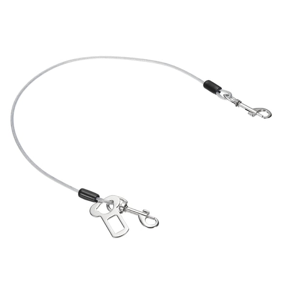 Uxcell Chew Proof Dog Leash, 24 in Dog Seat Belt Harness with Double Clips Leash Extender Steel Braided Vehicle Tether, (Transparent, 1 Pcs), Intended for Pet Car Safety/Walking/Training