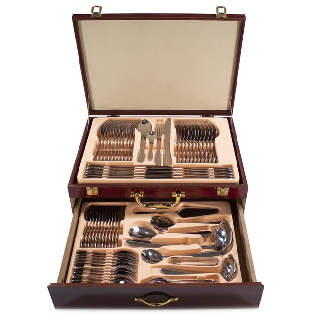 Juego de cubiertos con 72 piezas, set para 12 personas, fabricados en acero inoxidable Bergmann HoffMayer