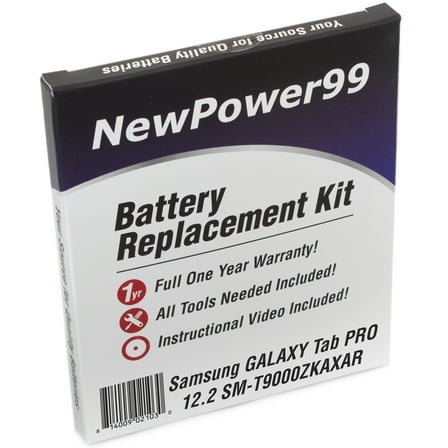 Samsung GALAXY Tab Pro 12.2 SM-T9000ZKAXAR Battery Replacement Kit with Tools, Video Instructions, Extended Life Battery and Full One Year Warranty