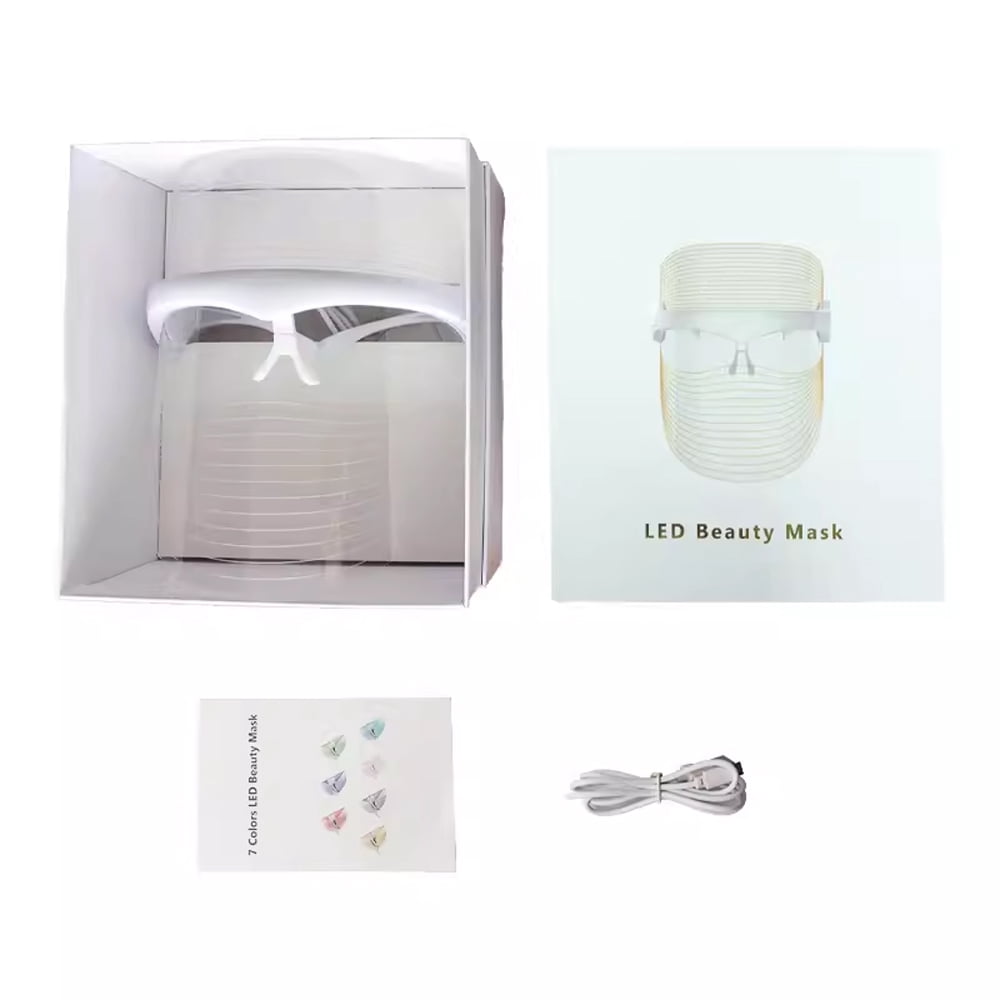 JAYWAYNE 7 Color LED Face Mask Light Therapy: Red Light Therapy Mask for Face with Red Light Therapy, Ideal for At-Home Skincare, Facial Treatment & Mask Enhancement