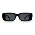 thumbnail image 5 of Womens Beveled Rectangle Mod Thick Plastic Fashion Sunglasses All Black, 5 of 8