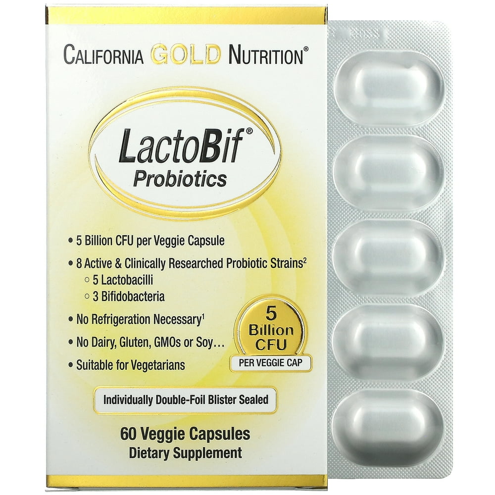 California Gold Nutrition LactoBif Probiotics, 5 Billion CFU, 60 Veggie ...