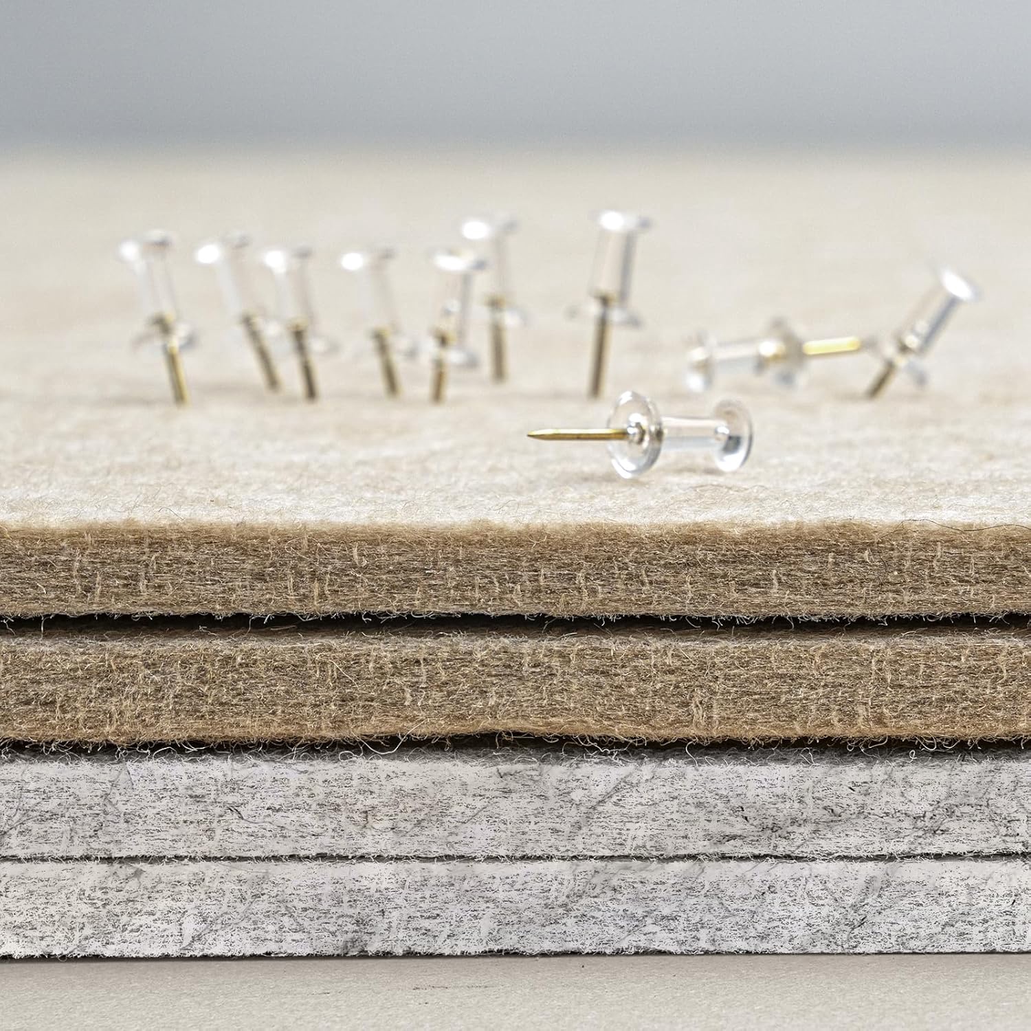 Bulletin Board, 24 x 18 Inches Felt Decorative Pin Board, Cork Alternative for Wall, Foldable Photo Self-Adhesive Vision Mood Board With 20 Pushpins - Marble White