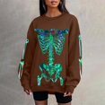 thumbnail image 4 of Tisuna Halloween Sweatshirt For Women Cute Skeleton Print Crewneck Sweatshirt Ladies Long Sleeve Halloween Everyday Wear Fall Tops Clothes Size L, 4 of 5