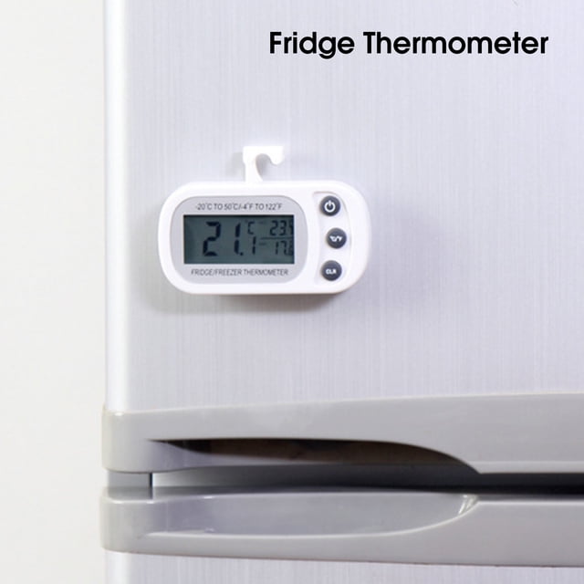 YAOMOBB Refrigerator Temperature Gauge Digital Fridge LCD Display Max Min Record Celsius Fahrenheit Conversion 2 Piece Set with Hook for Kitchen Restaurants