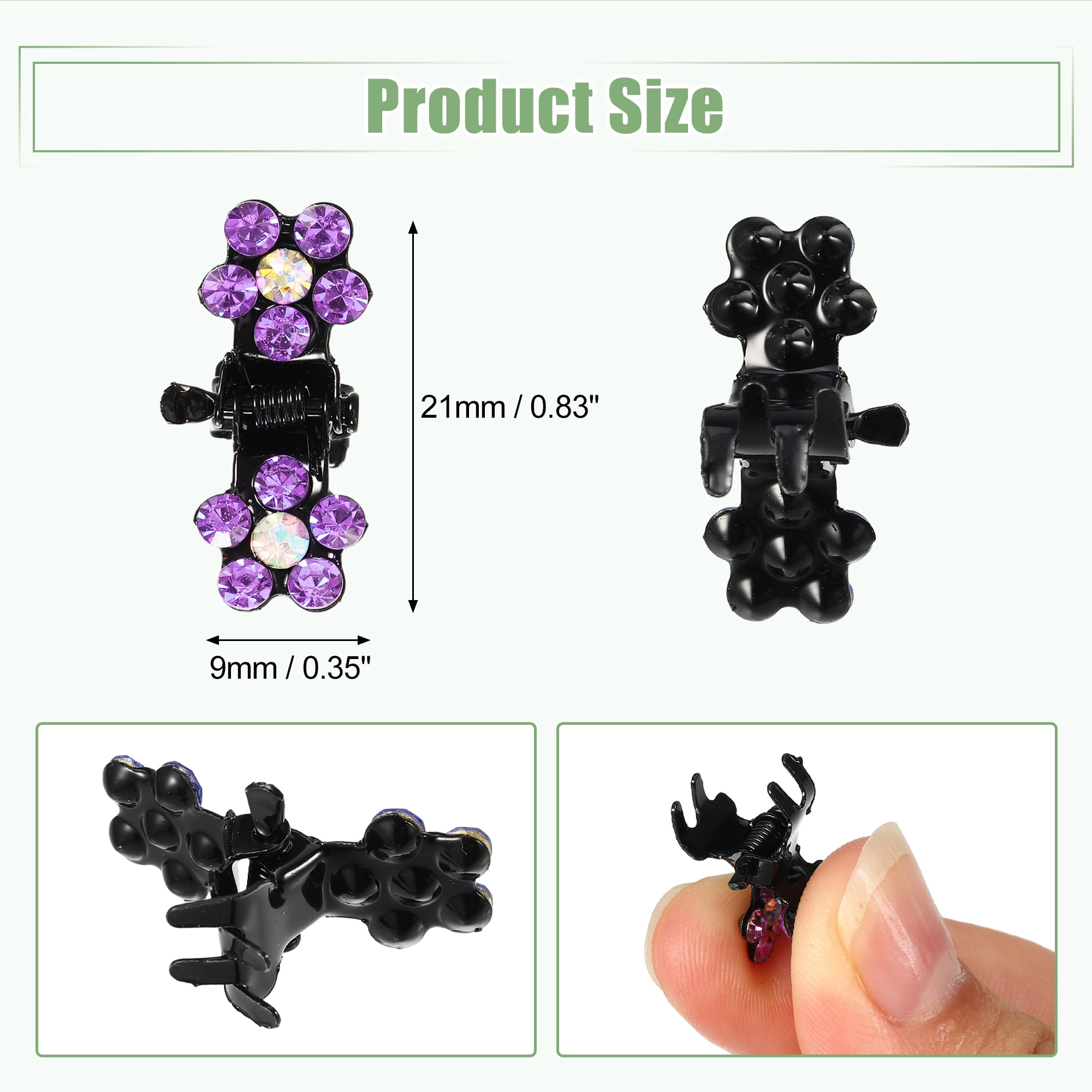 Unique Bargains 12Pcs Mini Hair Claw Clip Small Rhinestone Clips Purple