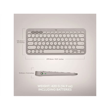 Logitech - K380 TKL Wireless Scissor Keyboard for PC, Laptop, Windows, Mac, Android, iPad OS, Apple TV - Sand