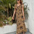 thumbnail image 6 of Black Mushroom Brown Fungus Dress Summer Street Style Bohemia Long Dresses Female Sleeveless Printed Maxi Dress, 6 of 9