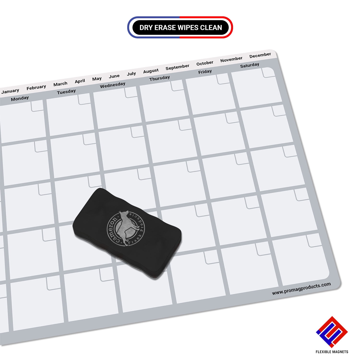 Flexible Magnets - 8.5 x 11 Inches Monthly Dry Erase Magnetic Calendar (Grey) (Pack of 5)