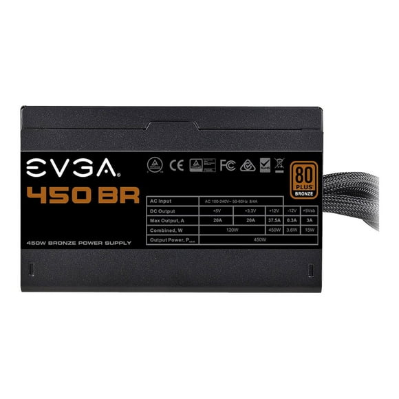 EVGA 450 BR - Power supply (internal) - ATX - 80 PLUS Bronze - AC 100-240 V - 450 Watt - active PFC