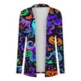 thumbnail image 4 of Kilaqueen Womens Halloween Open Front Cardigan Casual Oversized Funny Pumkin Print Lightweight Thin Coats Cute Spooky Pattern Cardigans Dusters, 4 of 7