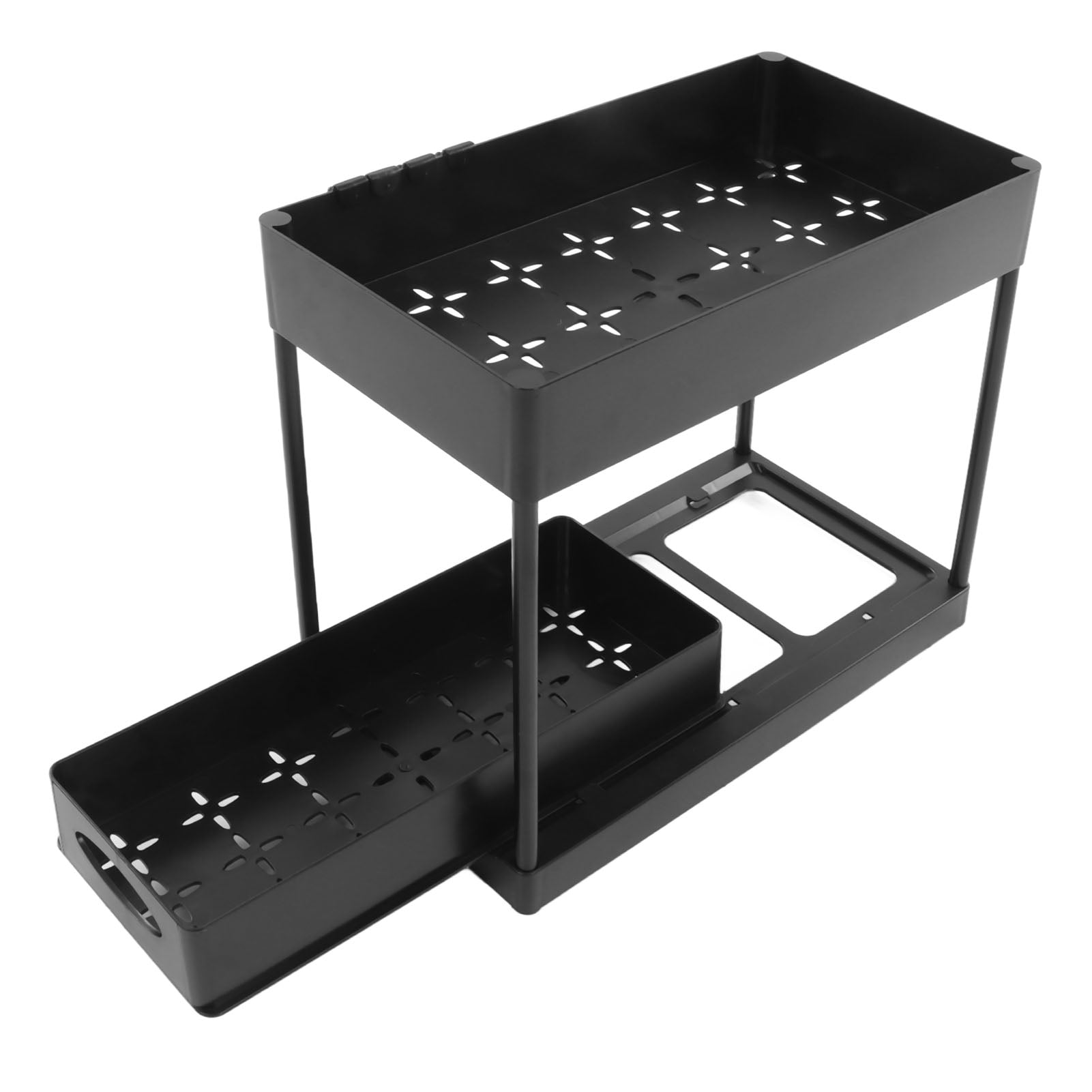 Suodoka Under Sink Organizer Large Capacity Slide Out Storage Basket for Bathrooms Kitchens Black