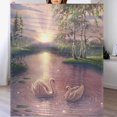thumbnail image 1 of Manta de paisaje de cisne realista para sofá de 50 x 60 pulgadas, suave y acogedora, personalizada, de franela ligera, cálida y difusa, para cama, sofá y silla, 1 of 7