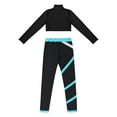 thumbnail image 4 of Yeahdor Kids Girls Long Sleeve Crop Top with Color Block Leggings Active Set Skating Workout Sports Suit, 4 of 7
