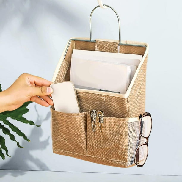 Bolsa organizadora para colgar en pared con bolsillos laterales, bolsa organizadora, cesta de almacenamiento impermeable para baño, oficina, garaje Amarillo