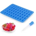 thumbnail image 2 of Moldes de silicona para cubitos de hielo y dulces con forma de ositos de goma, juego de 4 moldes para ositos de goma y 2 goteros para chocolate, gelatina, jarabe y jabón, 2 of 6