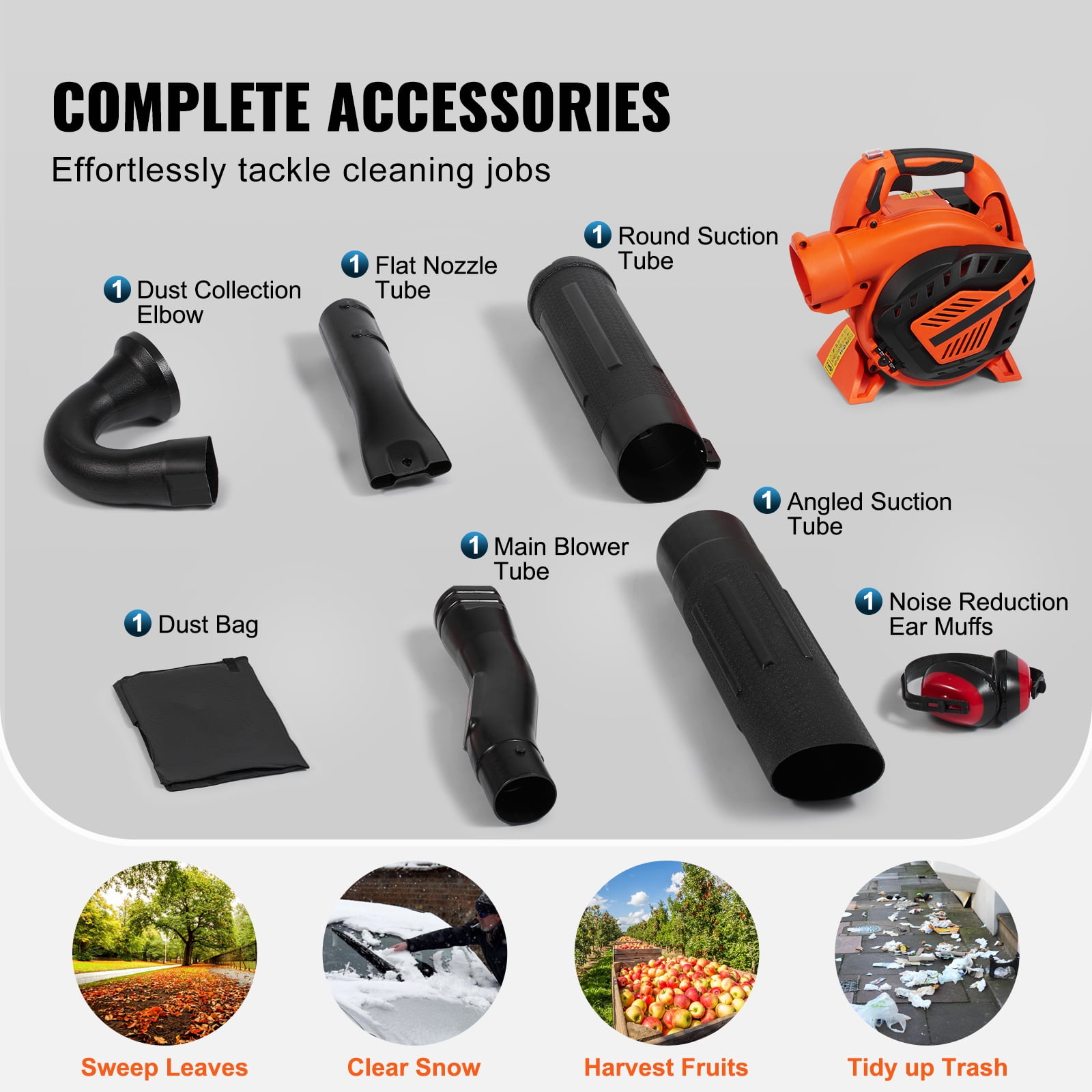 SKYSHALO 79CC 2-Cycle Manual Cycle Gas Leaf Blower 425CFM Air Volume