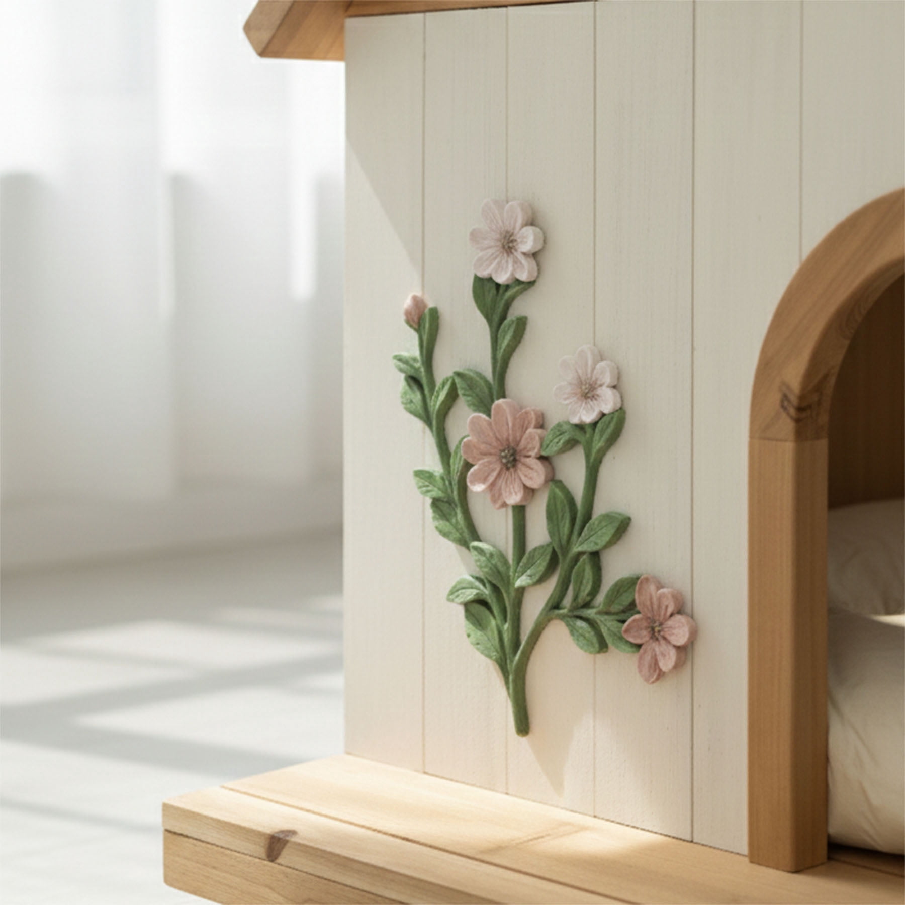 S-HOME Daisy Cat House with FSC-Certified Cedar and Acrylic Roof, Wooden Shelter for Cats and Small Dogs Weight 11-25 lbs