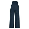 thumbnail image 5 of Women's Casual Pants High Waist Wide Leg Palazzo Pants For Women Smocked Elastic Waist Loose Comfy Casual Pajama Pants Pockets,Blue Women's Casual Pants XL, 5 of 7