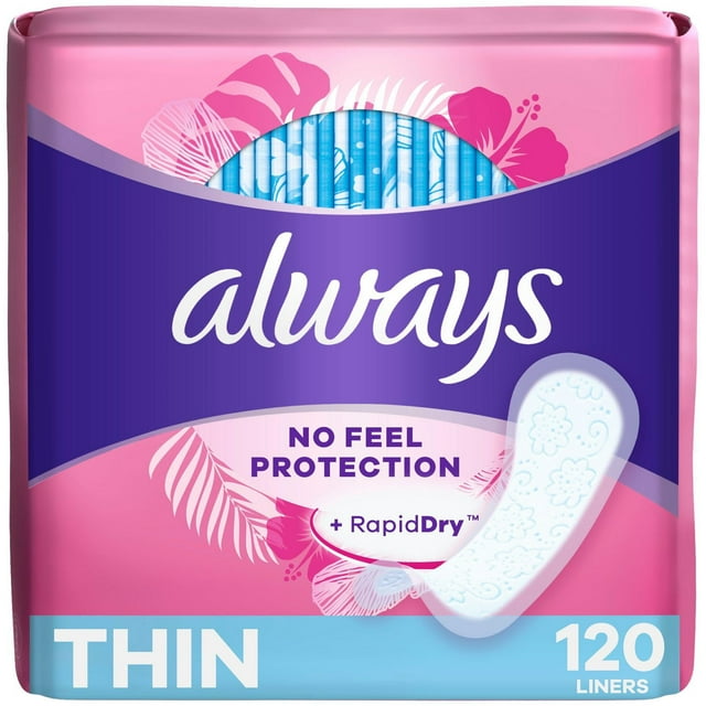Always Thin No Feel Protection Daily Liners, Regular Absorbency, Unscented
